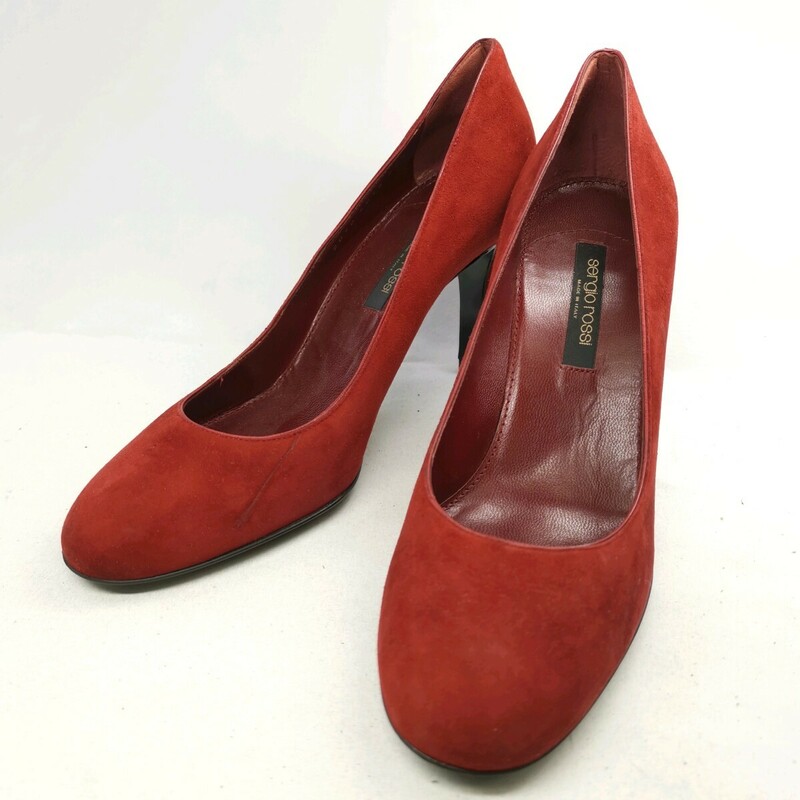 C #【商品ランク:B】 セルジオロッシ sergio rossi スエード ラウンドトゥ ヒール パンプス size361/2 レディース シューズ 婦人靴