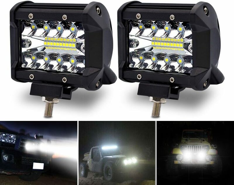 ワークライト 60W 作業灯 LED ワークライト 30度 12V-24V 汎用 車外灯 農業機械 4インチ 角形 6000K ホワイト 2個