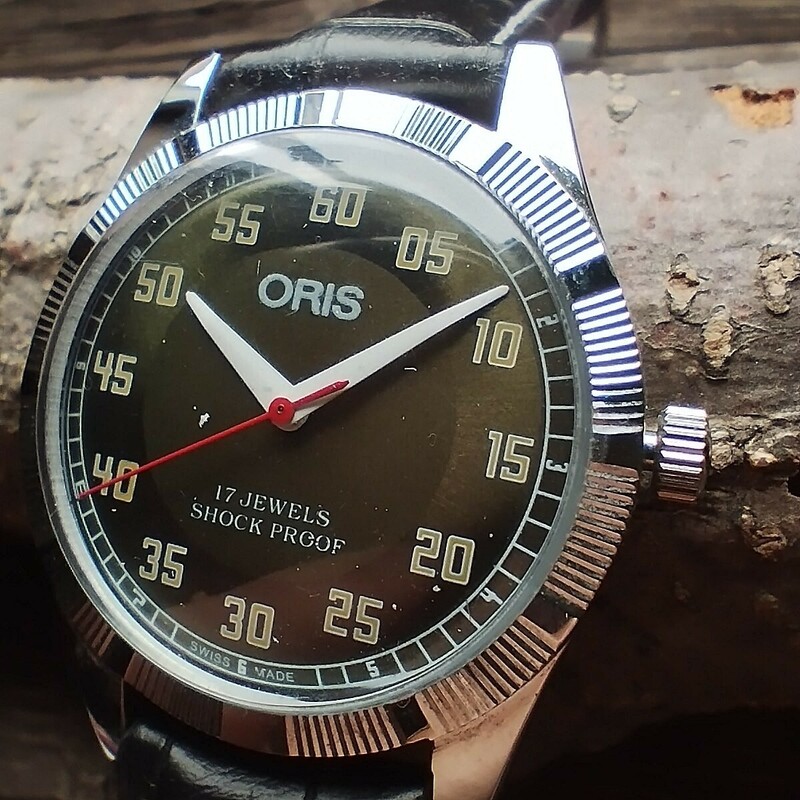 ●希少！●オリス■ORIS 手巻き機械式1980年代ヴィンテージメンズ腕時計アンティーク即納　男性人気ブランド0421e
