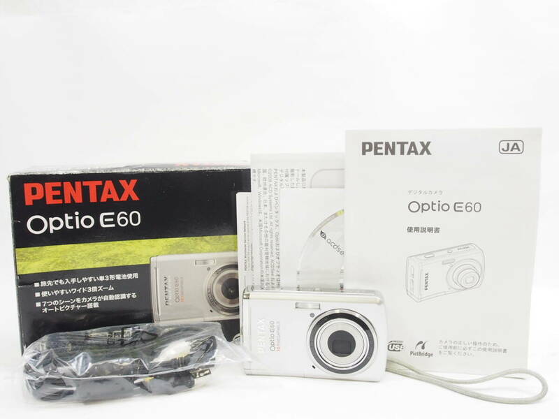 【美品】◎PENTAX ペンタックス Optio E60 単三電池仕様（元箱・取説付）
