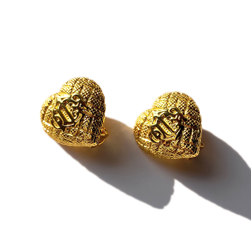 Christian Dior Vintage Gold Heart Earrings クリスチャンディオール ディオール イヤリング ハート ゴールド ロゴ ヴィンテージ