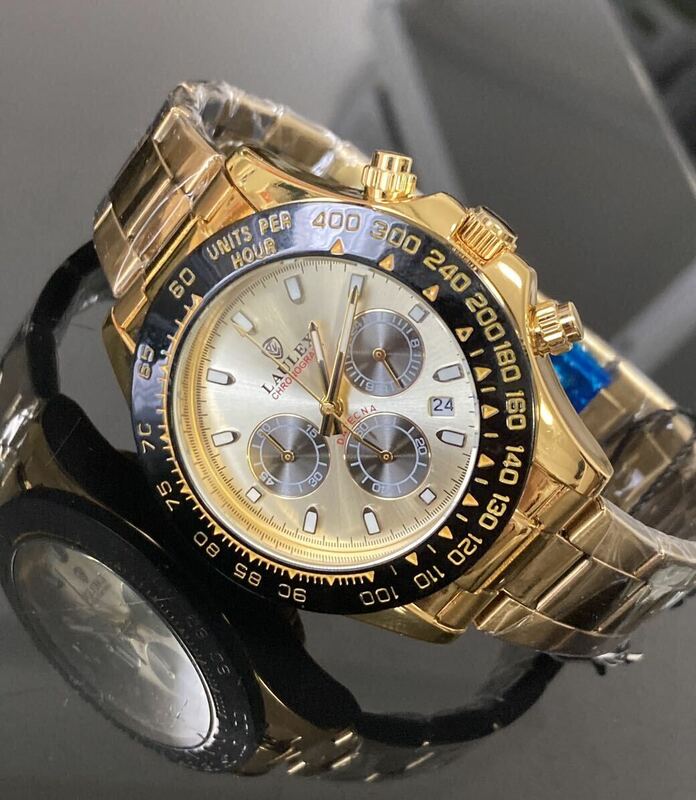 新作　メンズ腕時計　デイトナオマージュ クロノ グラフ　スーツ　ダイバーズ　ステンレス　ゴールド　人気高品質　1430現品限り　即日発送