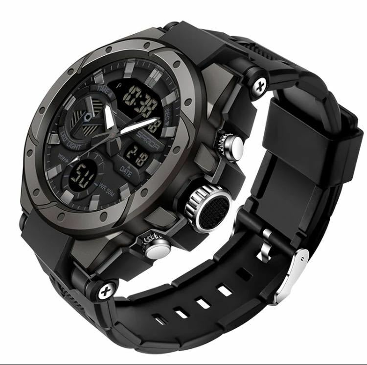 新作　　即日発送　メンズ腕時計 サーフィン　ダイバーズウォッチ ビックフェイス スポーツ　ブラック　防水　デジタル腕時計　1154m