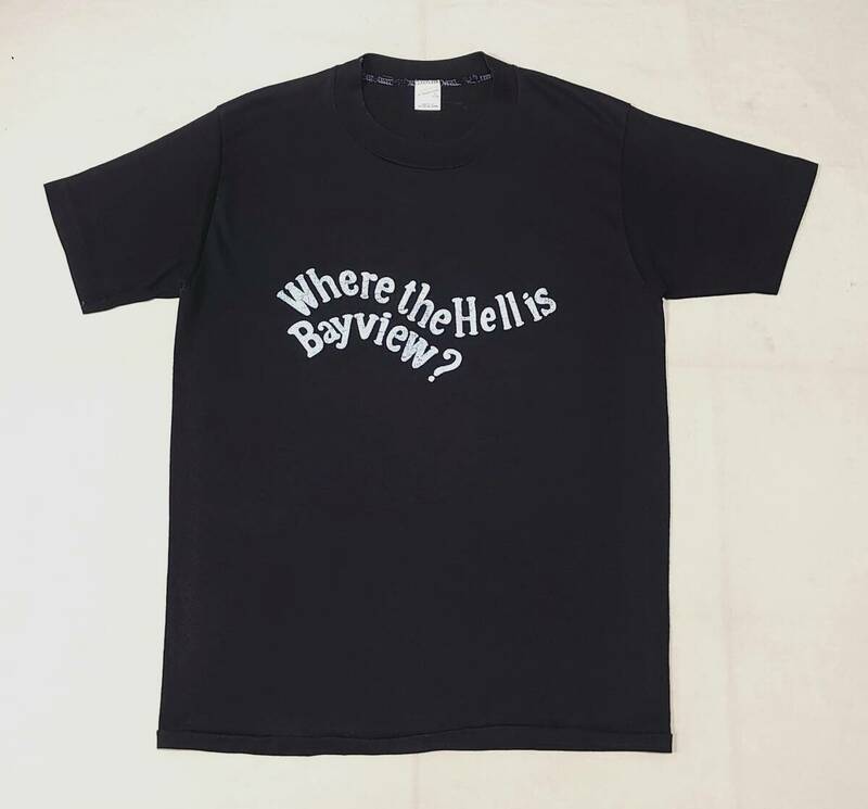 ヴィンテージ sportswear Tシャツ L 黒 USA製 70s 80s 英字 シングルステッチ ポリコットン 50/50