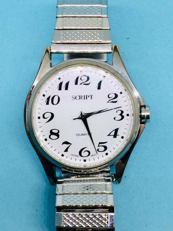 (F26)J-AXIS(*'▽')SCRIPT・スクリプト（電池交換済み）シルバー・メンズ腕時計USED（送料全国一律185円）素敵な時計です。