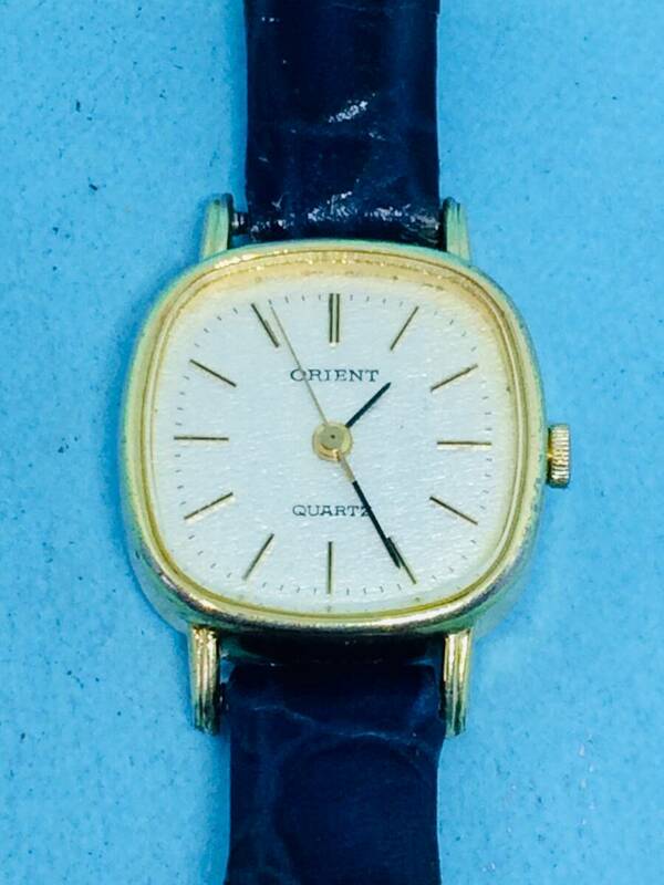 (F08)オリエント好きな方(*'▽')オリエント・スクエア（電池交換済み）GPゴールド・レディス腕時計USED（送料全国一律185円）素敵な時計。