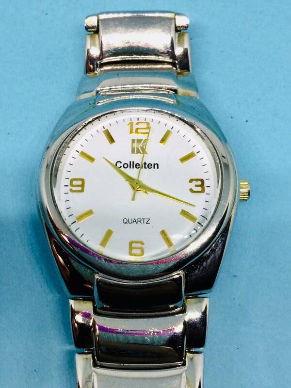 (F42)粋な時計(*'▽')Colleiten・コレイテン（電池交換済み）シルバー・メンズ腕時計USED（送料全国一律185円）素敵な時計です。
