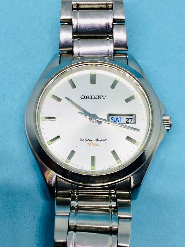 (F44)オリエント好きな方(*'▽')オリエント・ディディト（電池交換済み）シルバーメンズ腕時計USED（送料全国一律185円）素敵な時計です。