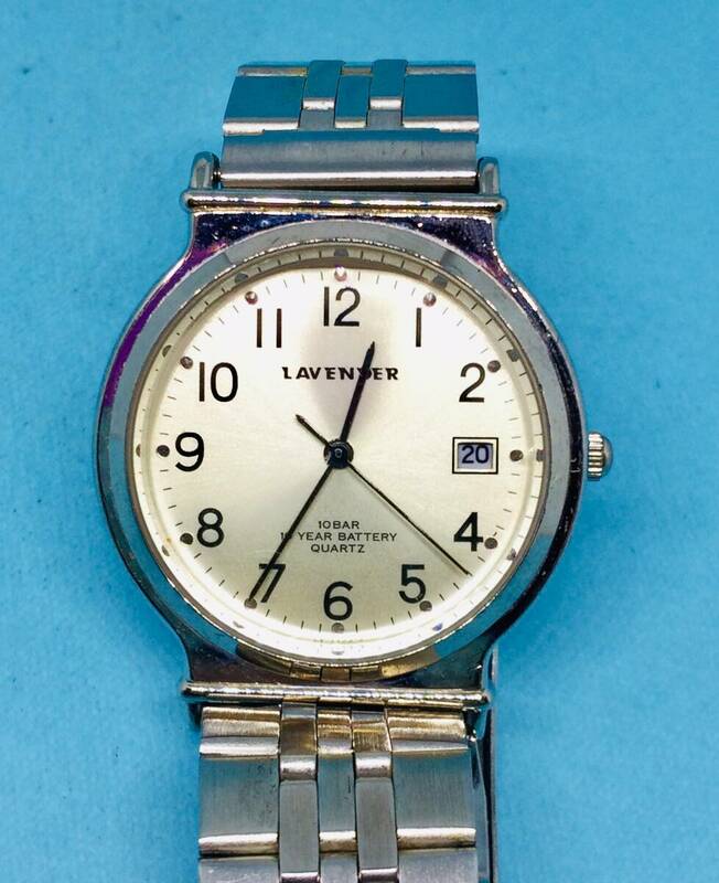 (F29)日本製(*'▽')LAVENDER・ディト・10気圧防水（電池交換済み）シルバー・メンズ腕時計USED（送料全国一律185円）素敵な時計です。