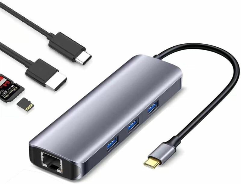 USB C ハブ 8-in-1 USB Type C ハブ HDMI ドッキングステーション 変換アダプタ 【1Gbps イーサネット/4K HDMIポート/USB 3.0 *3