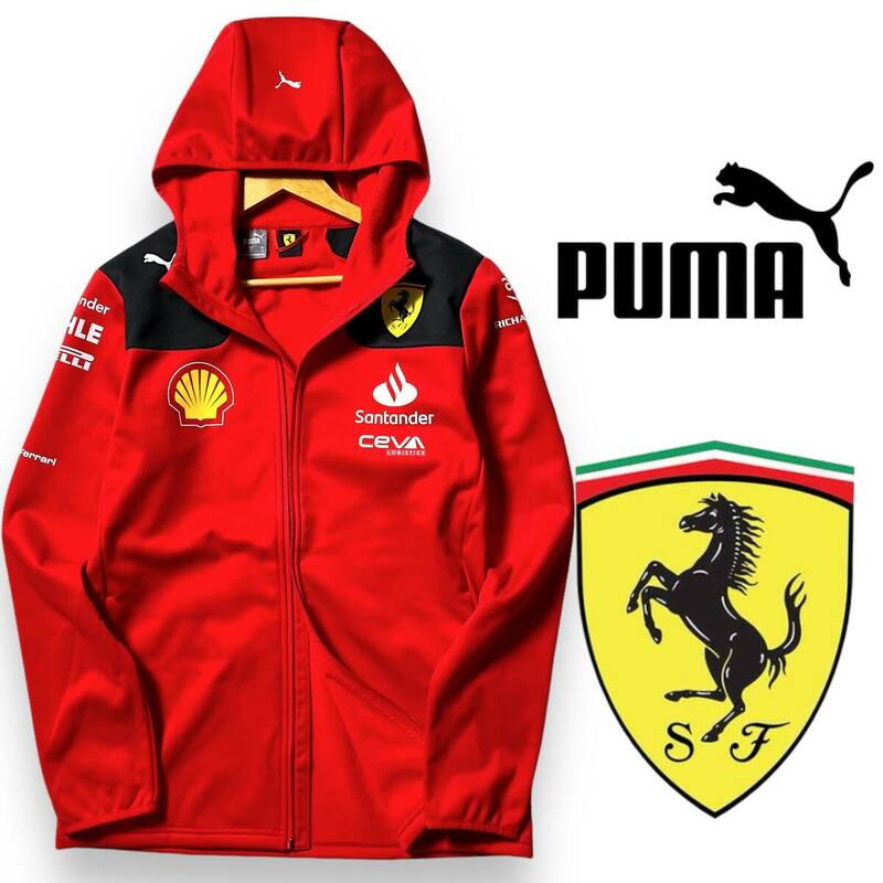 【XL】新品 定価2.5万 プーマ フェラーリ ソフトシェルジャケット PUMA Ferrari 撥水 防寒 保温 裏起毛 ジップパーカー 763422 XL◆R252