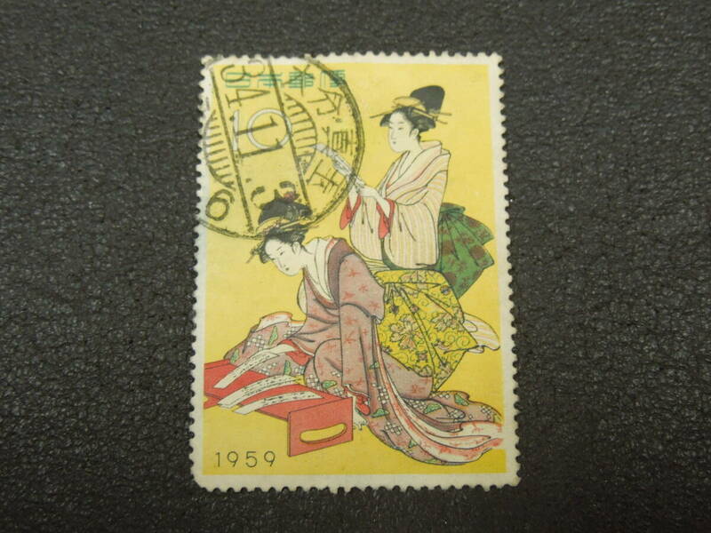 ♪♪日本切手/切手趣味週間 浮世源氏 1959.5.20 (記295)/消印付き♪♪