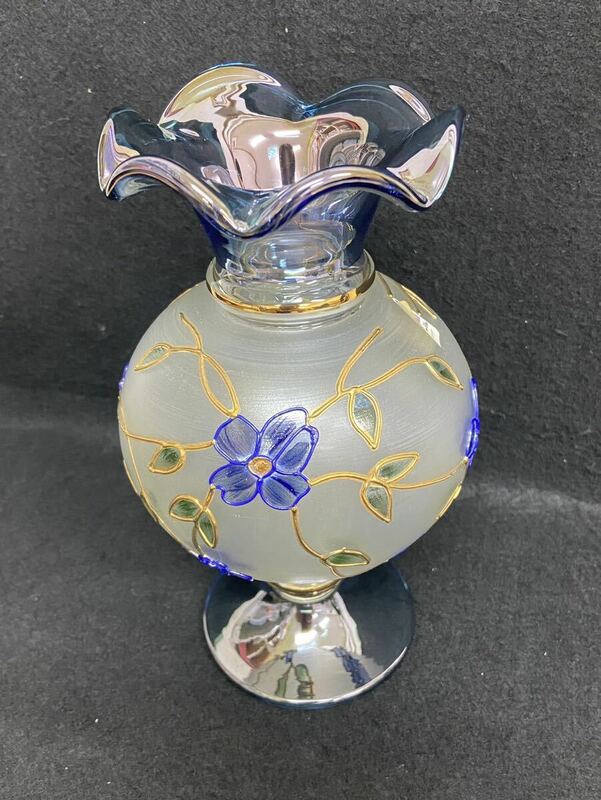 A-0807【花瓶　フラワーベース　ドイツ製　花　ナゲルガラスNagel Glass 中古品】