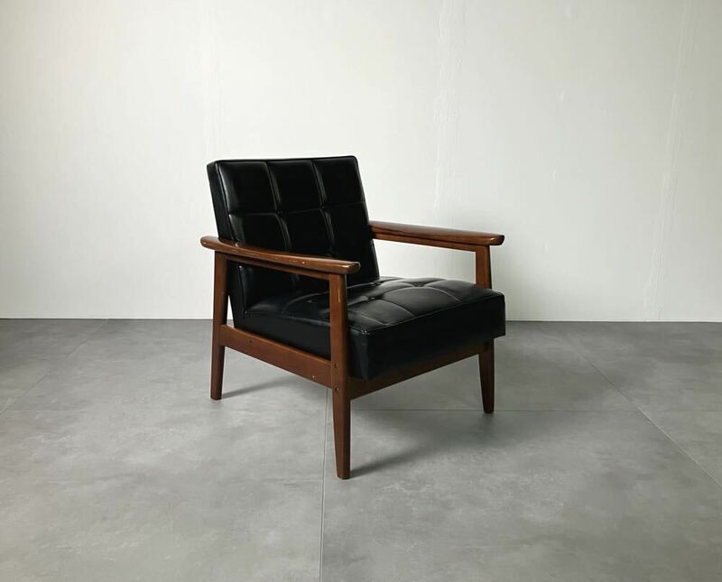 vintage オールドカリモク Kチェア 1シーター / ブラック アームチェア ヴィンテージ カリモク家具 椅子