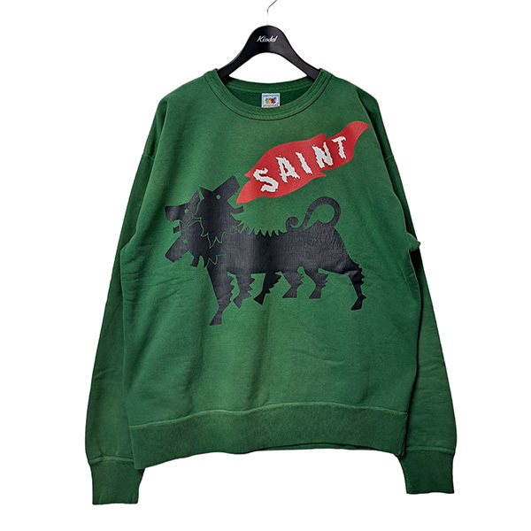 SAINT MICHAEL/セントマイケル 23AW CREW NECK SWEAT／CERBERUS　クルーネックスウェットトレーナー グリーン サイズ：XL 8047000093337