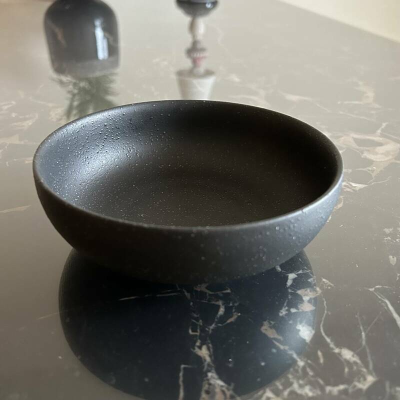 美濃焼 マットブラック 鉄鉢 膾皿 取り鉢 煮物皿 黒 石目 浅鉢 鍋小物　取皿