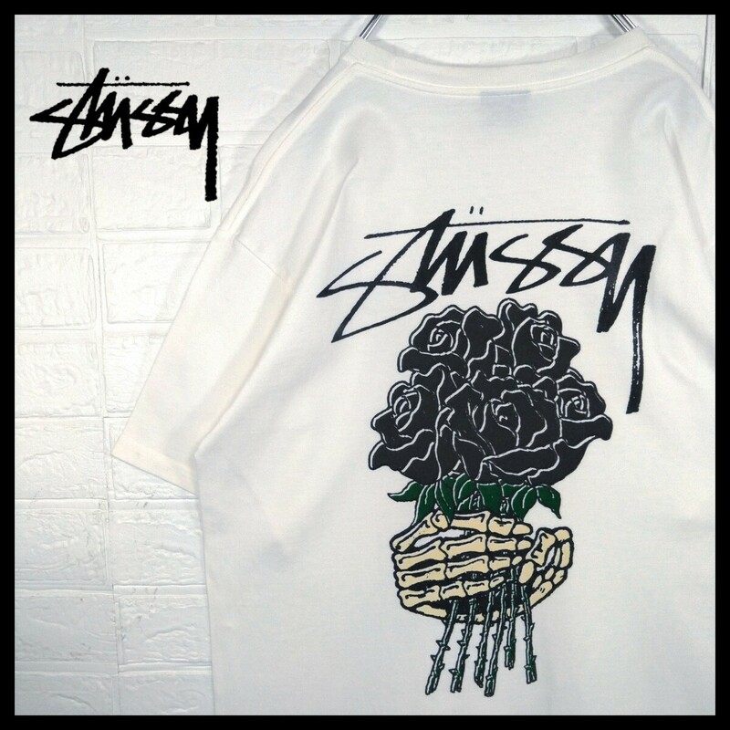 【STUSSY】リフレクター加工　スカルローズ　pigment dye　Tシャツ