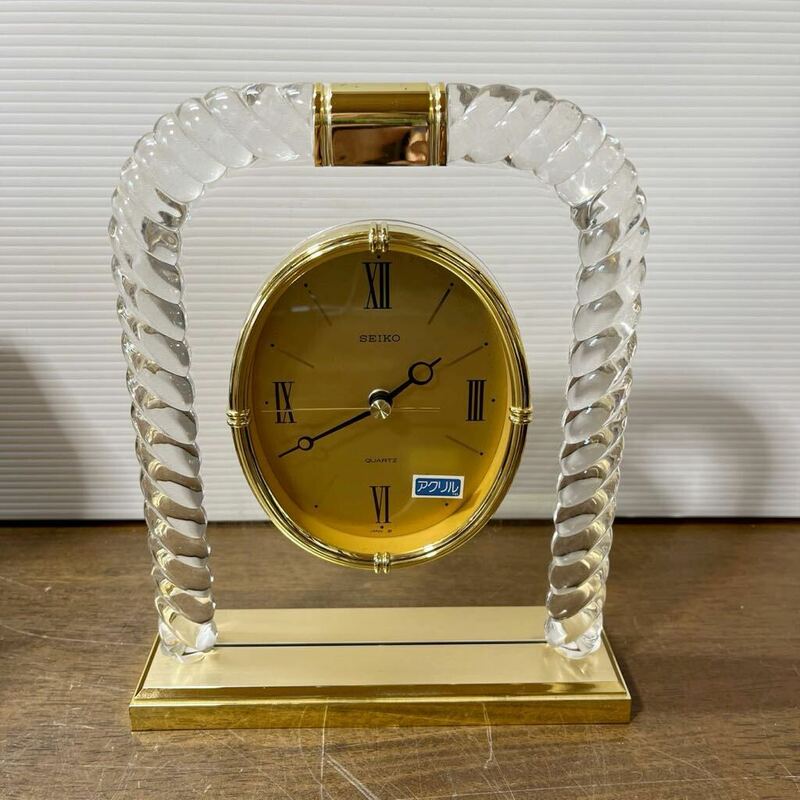 1円スタート SEIKO セイコー 置時計 置き時計 アクリル インテリア 時計 軽い (1-4