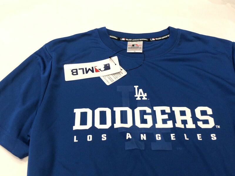 LL サイズ 新品　MLB公式 ドジャース　半袖 Tシャツ ドライメッシュ　青 LA ロゴ　XL