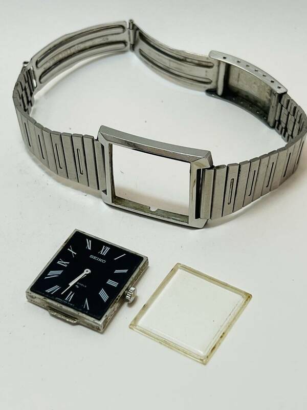 動作未確認　SEIKO セイコー 2559-3030 手巻 24石 黒文字盤 メンズ腕時計 スクエア