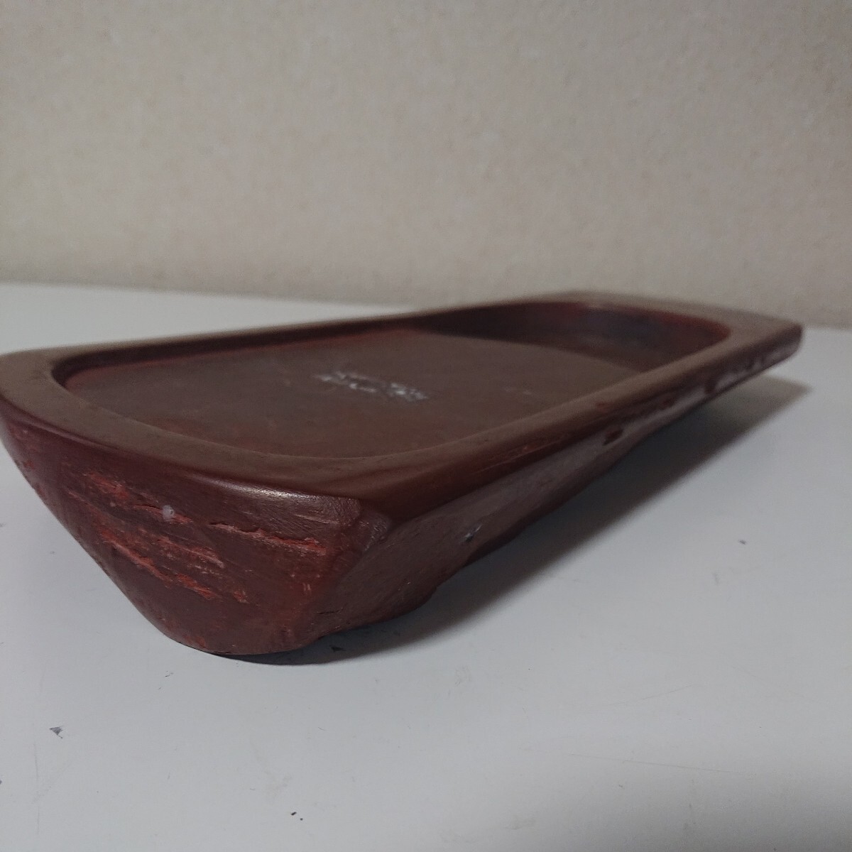 硯 岩手県紫雲石硯 名石 大型硯 自然硯 すずり 書道 習字 約25cm 　重さ約1750g 【2-040802】