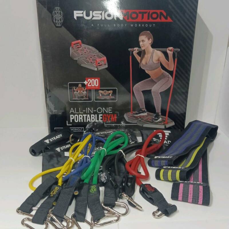 Fusion Motion ポータブルジム + STEADYトレーニングセット オールインワンポータブルジム フルボディワークアウト 豪華自宅トレ用品 筋肉
