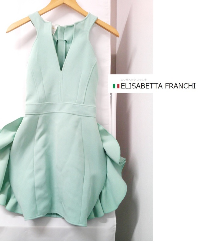 ELISABETTA FRANCHI (エリザベッタフランキ) モスグリーン　ワンピース ドレス ノースリーブ サイズ40 バルーンワンピースイタリア製