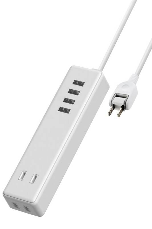 エレコム 電源タップ USBタップ 3.4A (USBポート×4 コンセント×2) 1.5m ホワイト ECT-0415WH