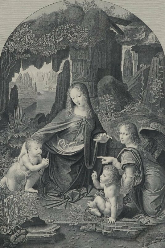 Leonardo da Vinci 「La Vierge aux Rocher」銅版画 額装品 / レオナルドダヴィンチ エッチング