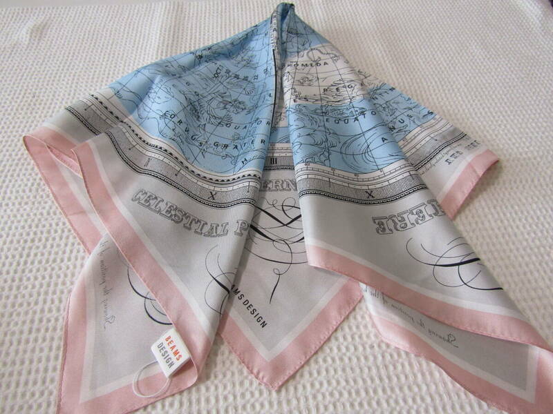 15　ビームス　スカーフ　シルク　絹　日本製　約64Ｘ64㎝　未使用　定形外郵便の送料94円