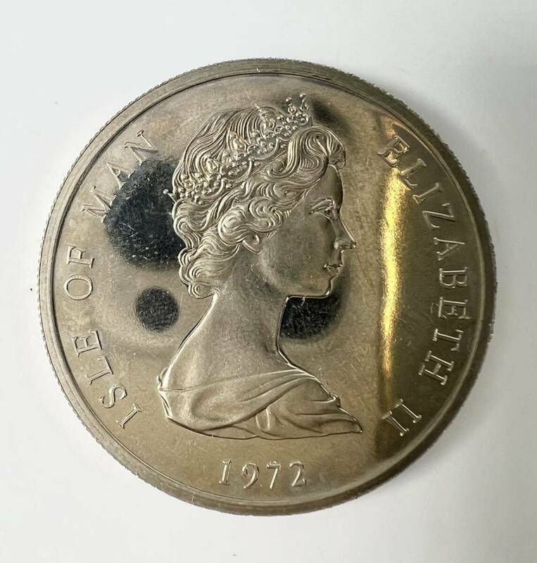 【コレクション放出品】イギリス領マン島 1972年 シルバーウエディング 記念 エリザベス2世 銀貨 硬貨 25ペンス 外貨 硬貨