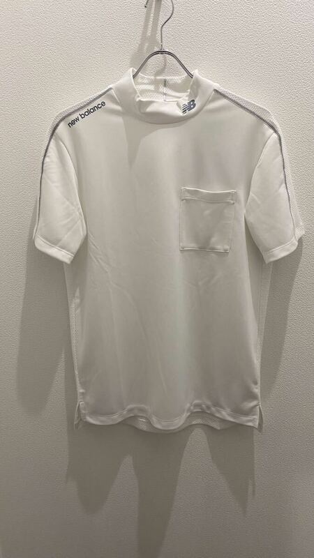 【50%OFF】メンズ　ゴルフウエアー　ニューバランス 半袖ネックシャツ　012-2166001 ホワイトサイズ6(LL) 定価7,700円　（119）