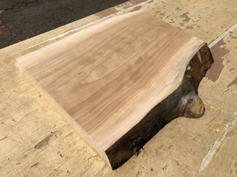 送料無料！【S890H】桜 360×～330×36㎜ 極上杢 サクラ 乾燥材 木工 DIY 材木 天然木 無垢材《銘木すずめや》