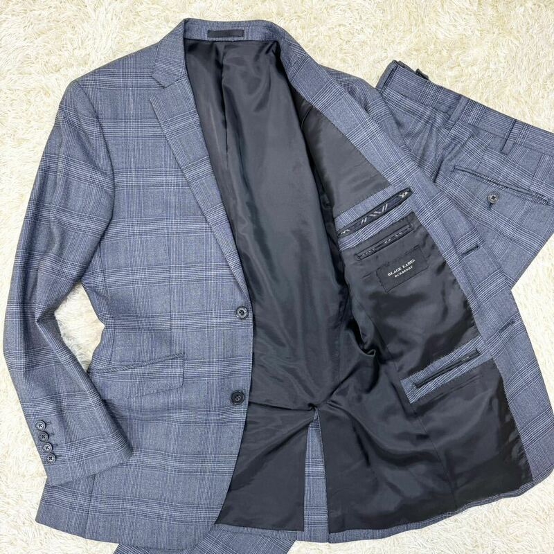 美品 バーバリーブラックレーベル BURBERRY BLACK LABEL スーツ Sサイズ ノバチェック ネイビー 紺色 ビジネス セットアップ
