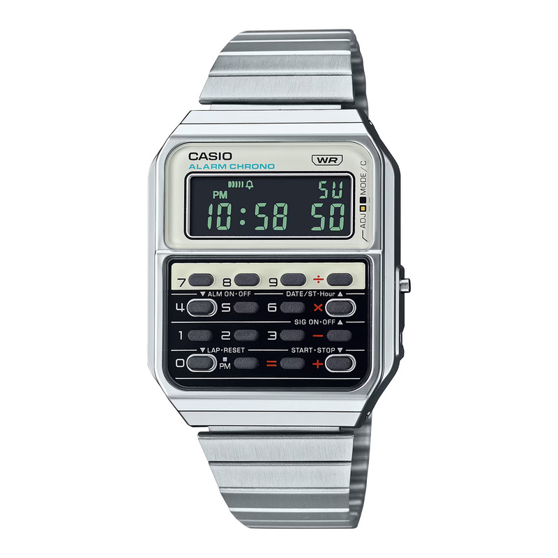 CASIO カシオ カリキュレーター CA-500WE-7B ホワイト データバンク DATABANK 電卓 計算機 メンズ レディース 腕時計 でんクロ CQ-1 復刻版