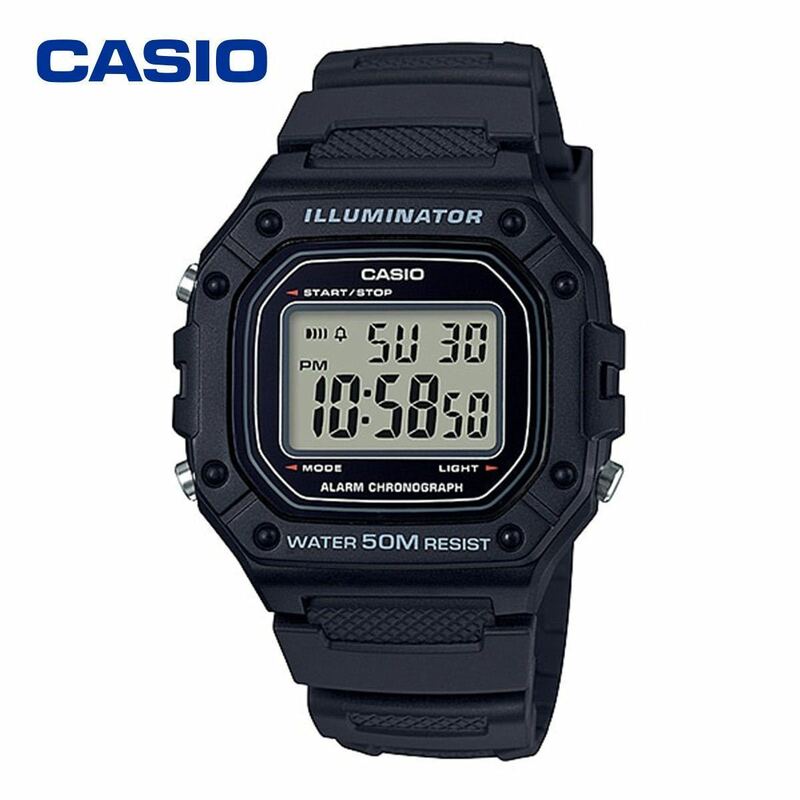 CASIO カシオ スクエア デジタル W218 ブラック 黒 メンズ レディース キッズ 薄型 軽量 防水 ユニセックス 四角形 腕時計 DW-5600
