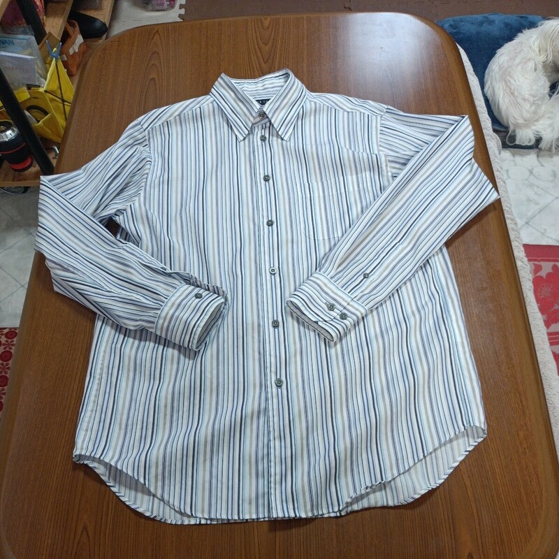 CAFE SOHO　カフェソーホー　ドレスシャツ(長袖)　LLサイズ　胸ポケットあり　ストライプ柄　ブルーBlue系　レギュラーカラー　ビジネス