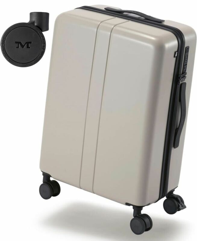 【中古扱い】[MAIMO] 最上位モデルスーツケース 新素材RPO Lサイズ ベージュ 軽量 4.2kg 大容量 95L 日本企業 キャスター交換可能 YOU Kei