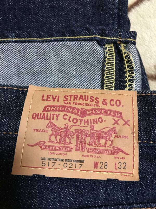 ■　1999年9月　米国　USA　ヴァレンシア工場製　LEVIS　517-0217　紙パッチ　BIG-E　黒カン　ボタン裏555刻印　濃紺　超～美品