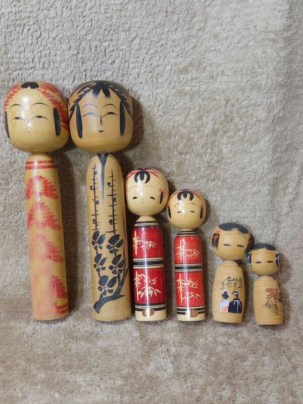 A06-aS こけし 伝統こけし 郷土玩具 置物 6体 民芸 伝統工芸 日本人形