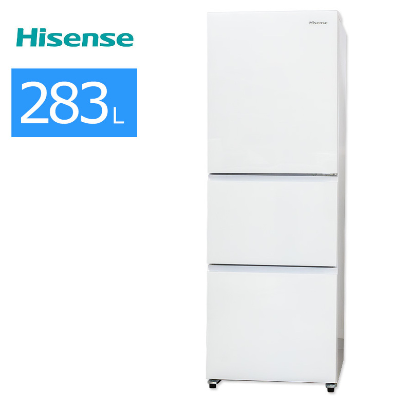 中古/屋内搬入付き Hisense 3ドア冷蔵庫 長期90日保証 22-23年製 HR-GC28E2W ガラスドア 真ん中野菜室 右開き/ホワイト/極美品
