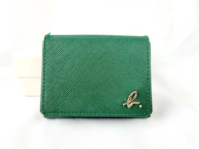 アニエスベー 三つ折り財布 財布 コンパクトウォレット レザー グリーン 緑 agnes b.