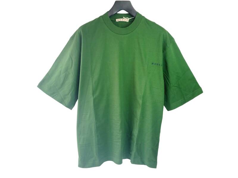 未使用!!MARNI マルニ ロゴ刺繍 クルーネック Tシャツ グリーン 緑 HUMU0223