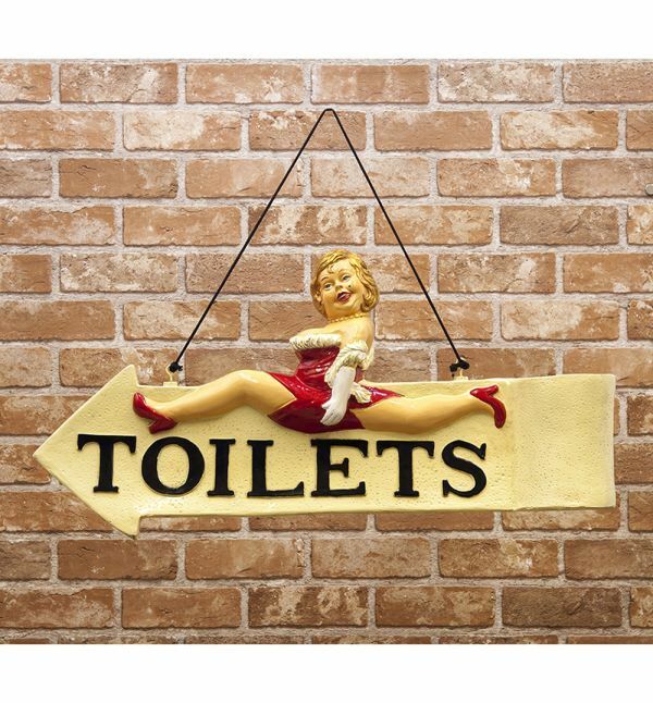 アメリカン雑貨 看板 TOILETS トイレ サインプラッケ 両面デザイン 女性 飾り 置物 インテリア おしゃれ 雑貨 店舗 お店