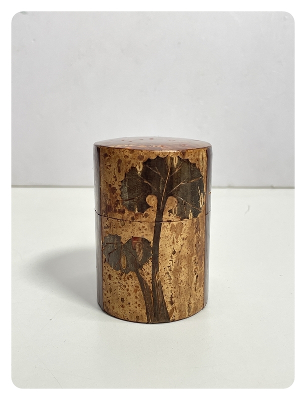 ● コレクター必見 桜皮細工 木製 茶筒 お茶っぱ 茶器 木工芸 工芸品 飾り インテリア ma671