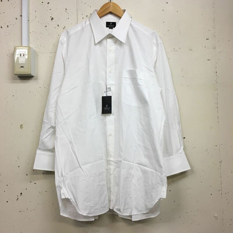 新品未使用 タグ付 LANVIN COLLECTION ランバン コレクション 白 長袖 シャツ 43-80 フォーマル コットン 日本製 