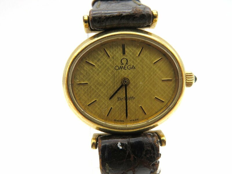 1円◆稼働◆ オメガ デヴィル ゴールド 手巻き レディース 腕時計 M13208
