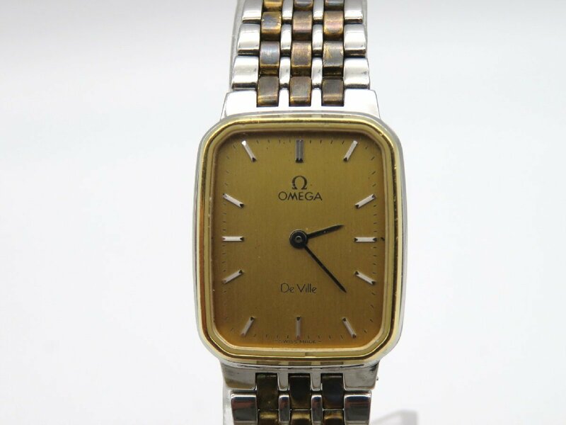 1円◆稼働◆ オメガ 1387 デヴィル ゴールド クオーツ レディース 腕時計 M13305