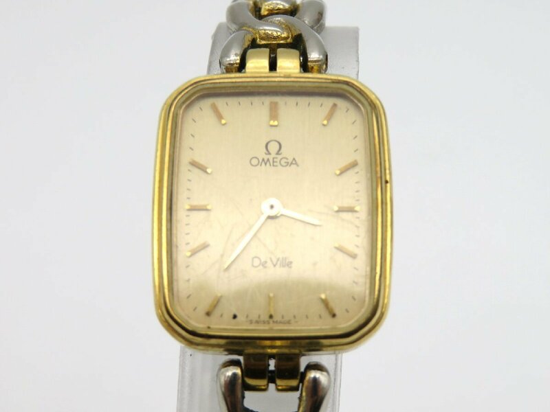 1円◆稼働◆ オメガ 1387 デヴィル ゴールド クオーツ レディース 腕時計 L56810
