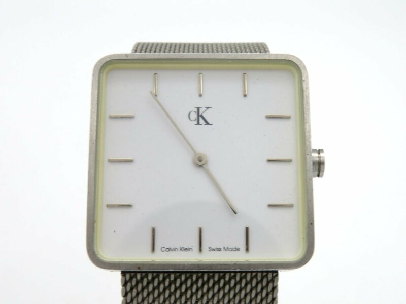 1円◆稼働◆ ck ホワイト クオーツ ユニセックス 腕時計 M05703